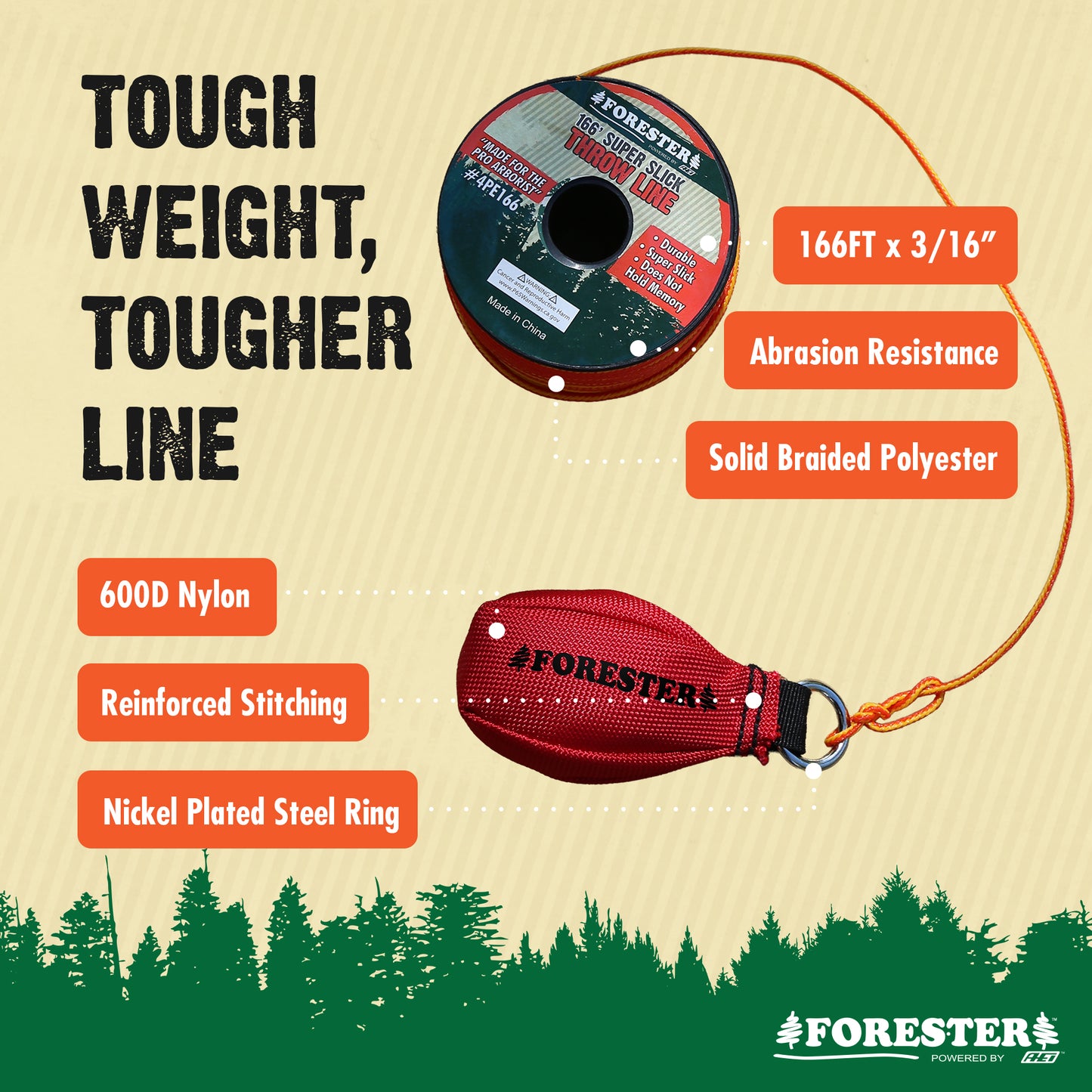 Forester Arborist Super Slick 166ft Throw Line Kit with Storage Bag