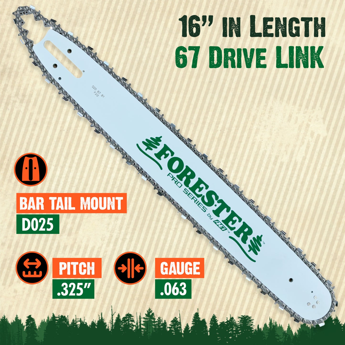 Forester Laminated Bars - D025 Mount for Stihl Chainsaws