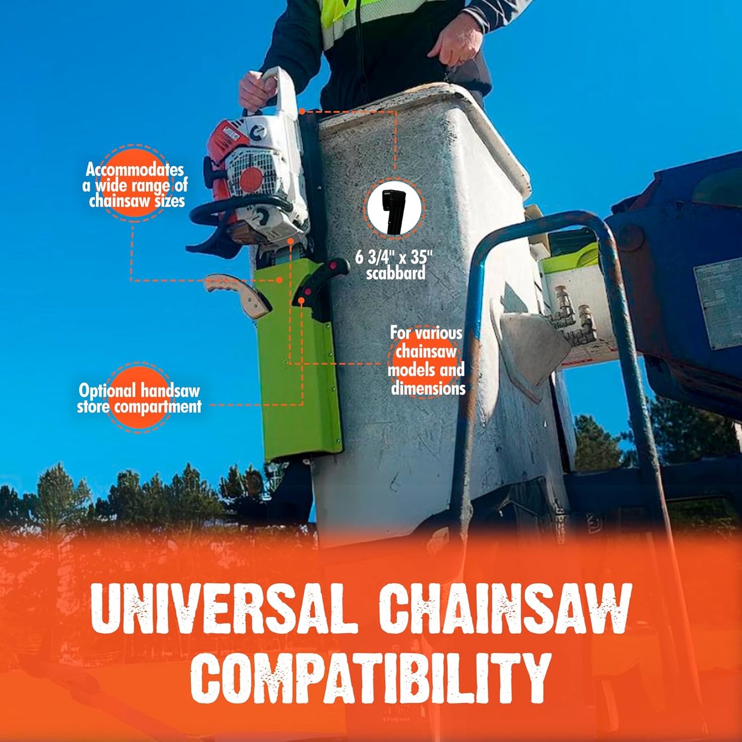 FORESTER Adjustable Bucket Chainsaw Scabbard with Handsaw Holder