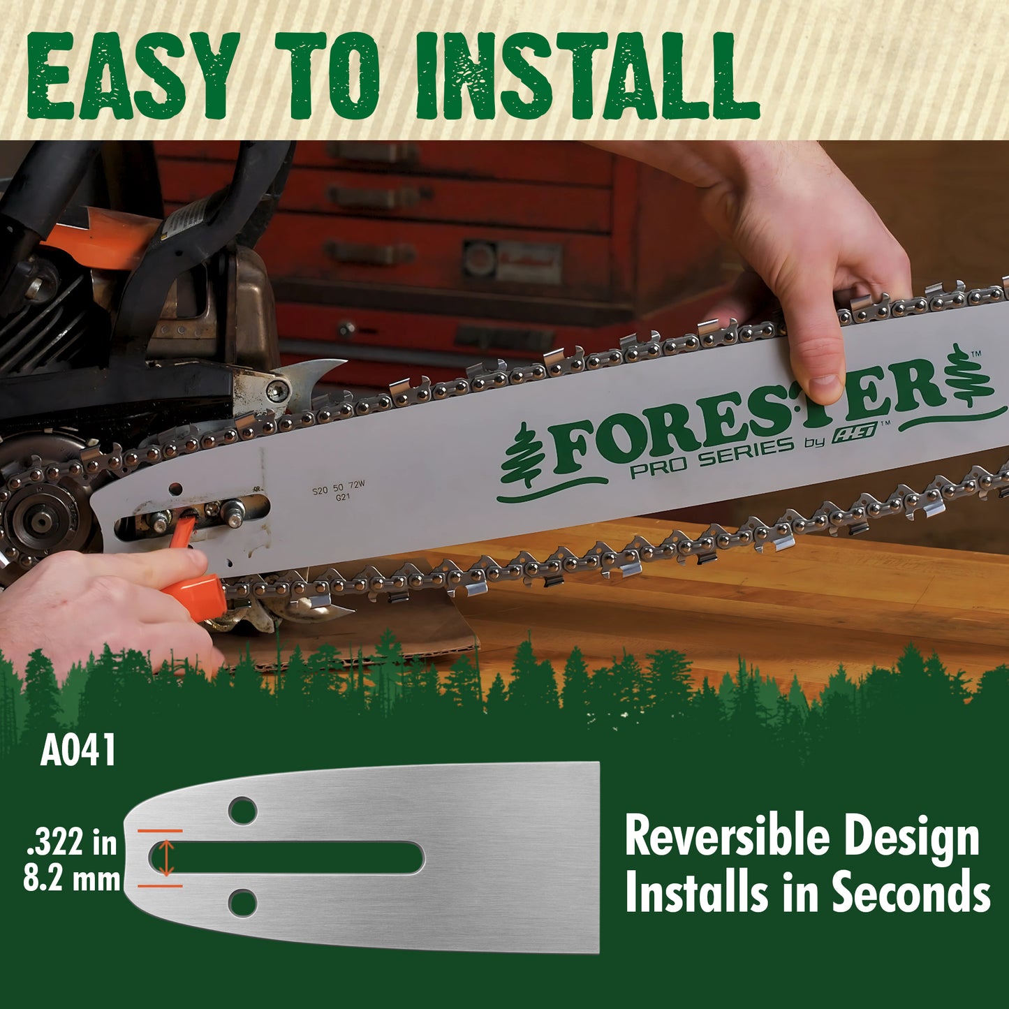 Forester Laminated Bars - A041 Mount for Poulan, Echo or Craftsman Chainsaws