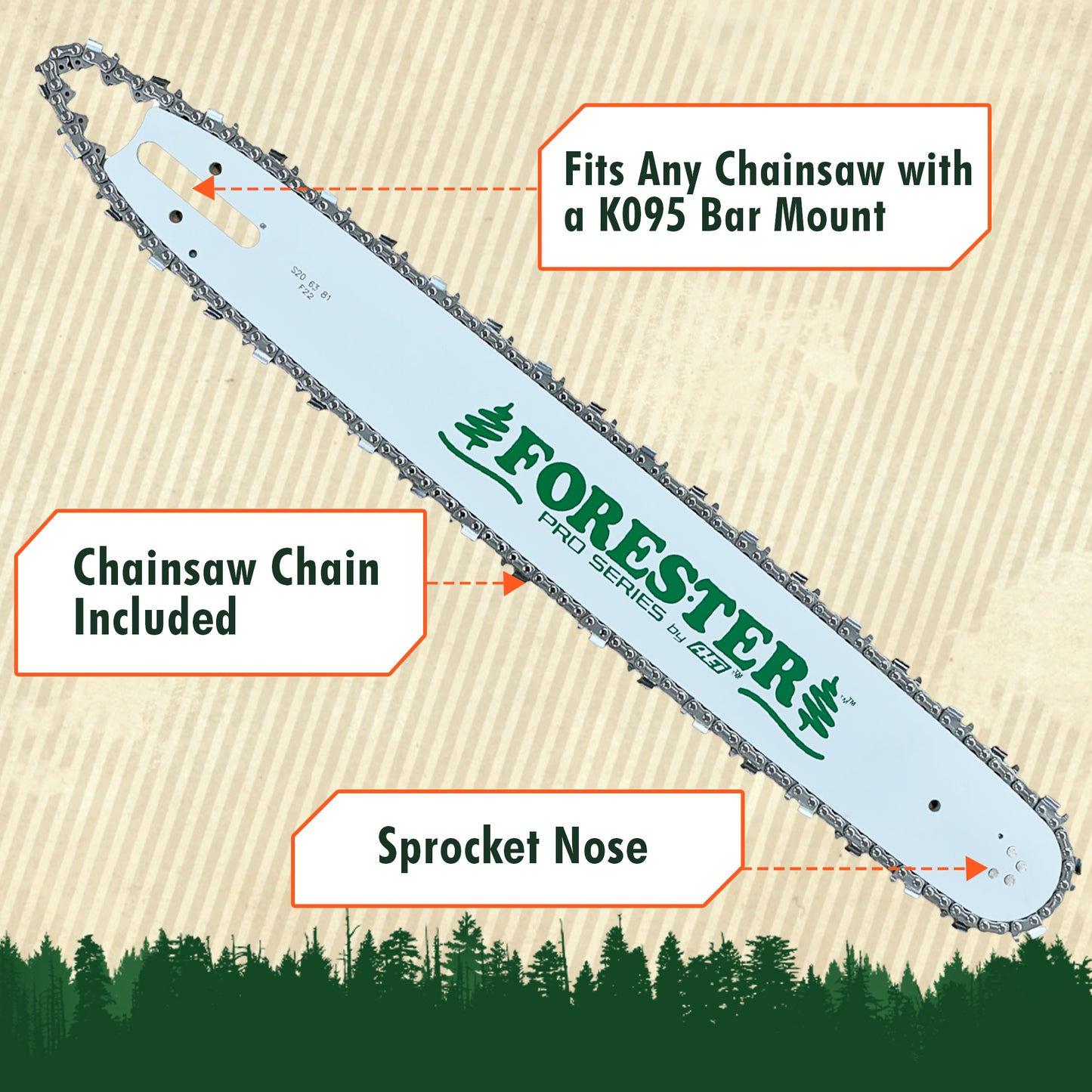 Forester Laminated Bars - K095 Mount for Small Mount Husqvarna Chainsaws
