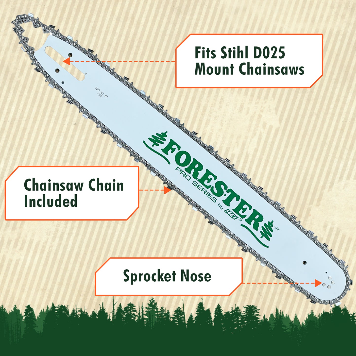 Forester Laminated Bars - D025 Mount for Stihl Chainsaws