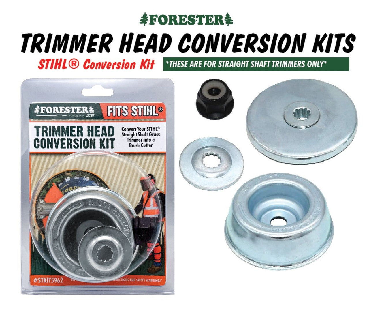 FORESTER Trimmer Head Conversion Kit Compatible with Most Stihl Straight Shaft Trimmers and Brush Cutters