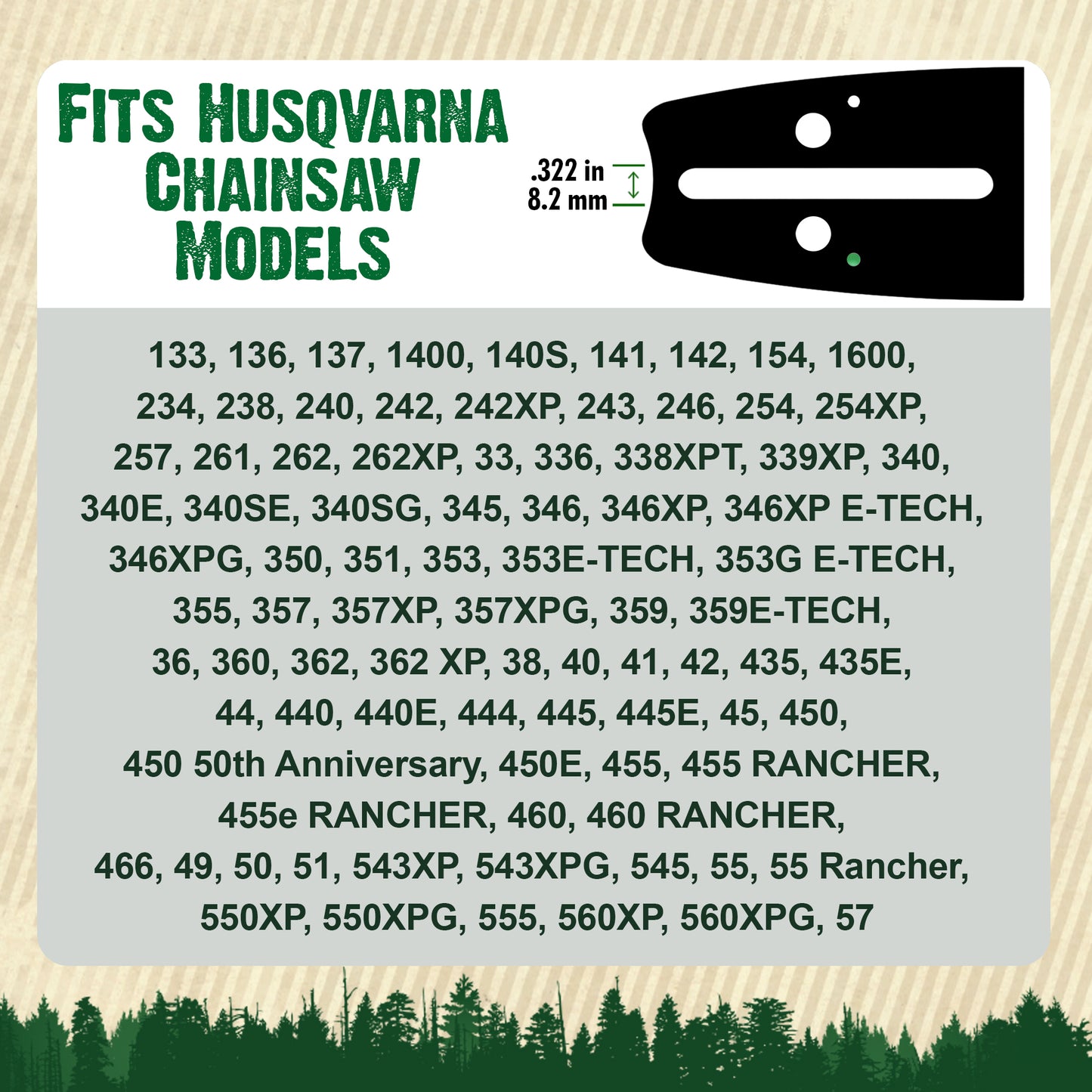 Forester Laminated Bars - K095 Mount for Small Mount Husqvarna Chainsaws