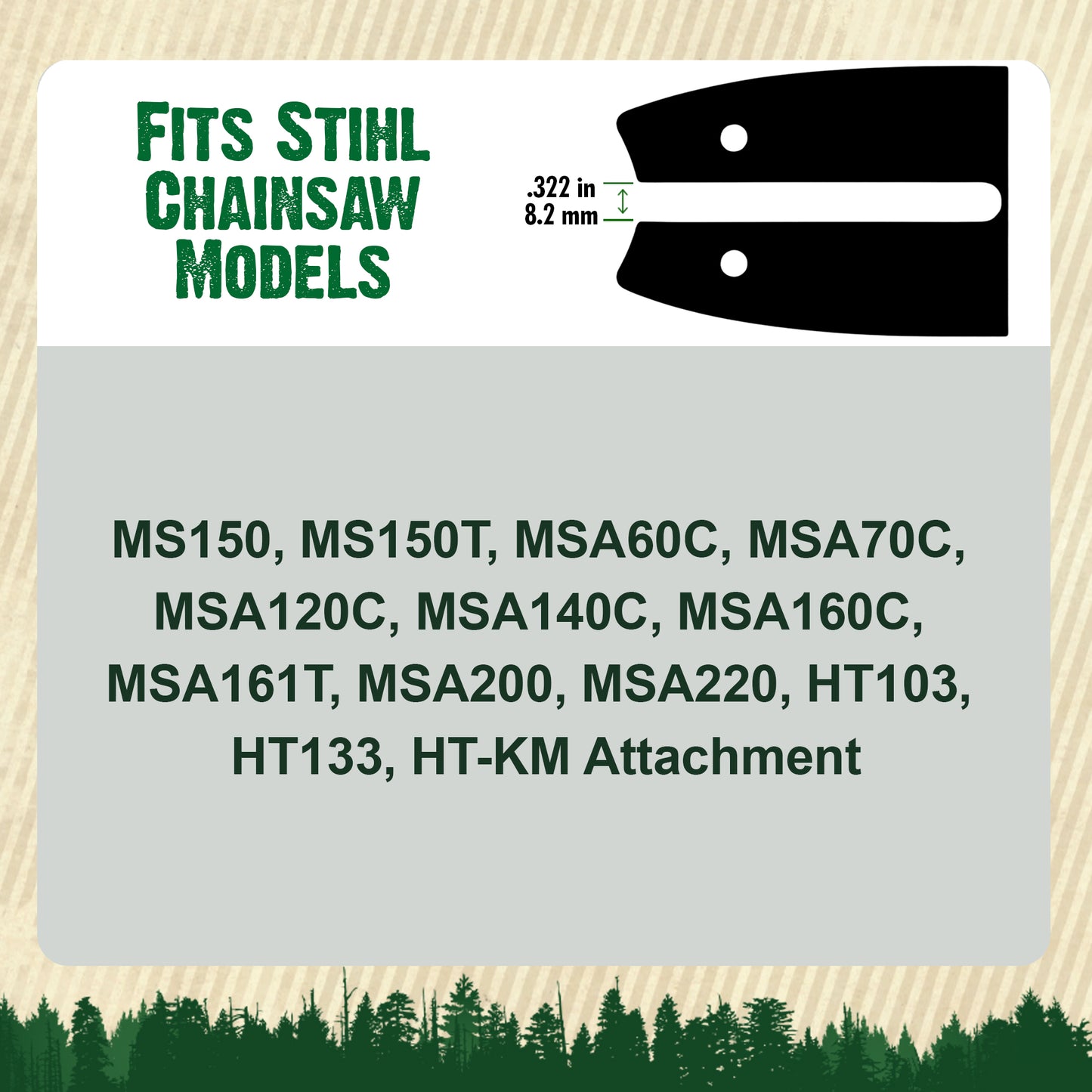 Forester Laminated Bars - A074 Mount for Small Mount Stihl Chainsaws - 1/4 Pitch