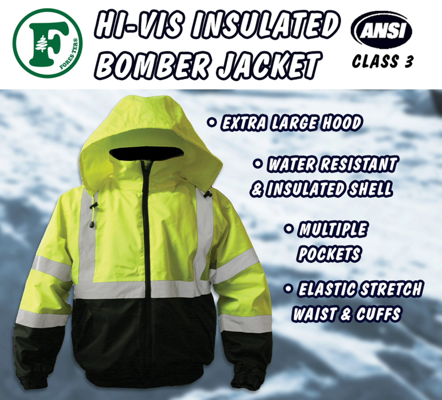 Forester® Insulated Bomber Jacket - Winter Hi-Vis Jacket- Meets Class 3 Standards