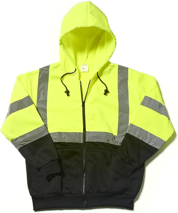 High Visibility Reflective Class 3 Zippered Hooded Sweatshirt