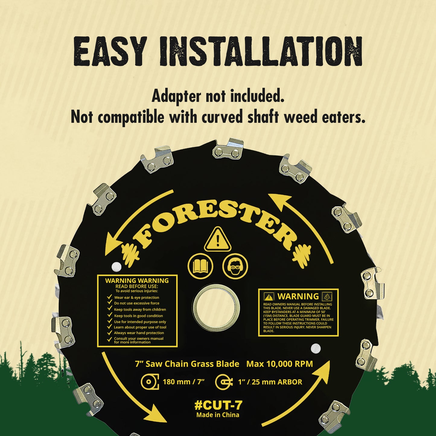 Forester Brush Cutter Trimmer Conversion Kit with Cut-7 Brush Blade