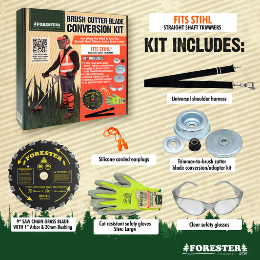 Forester Brush Cutter Trimmer Conversion Kit with Cut-9 Brush Blade