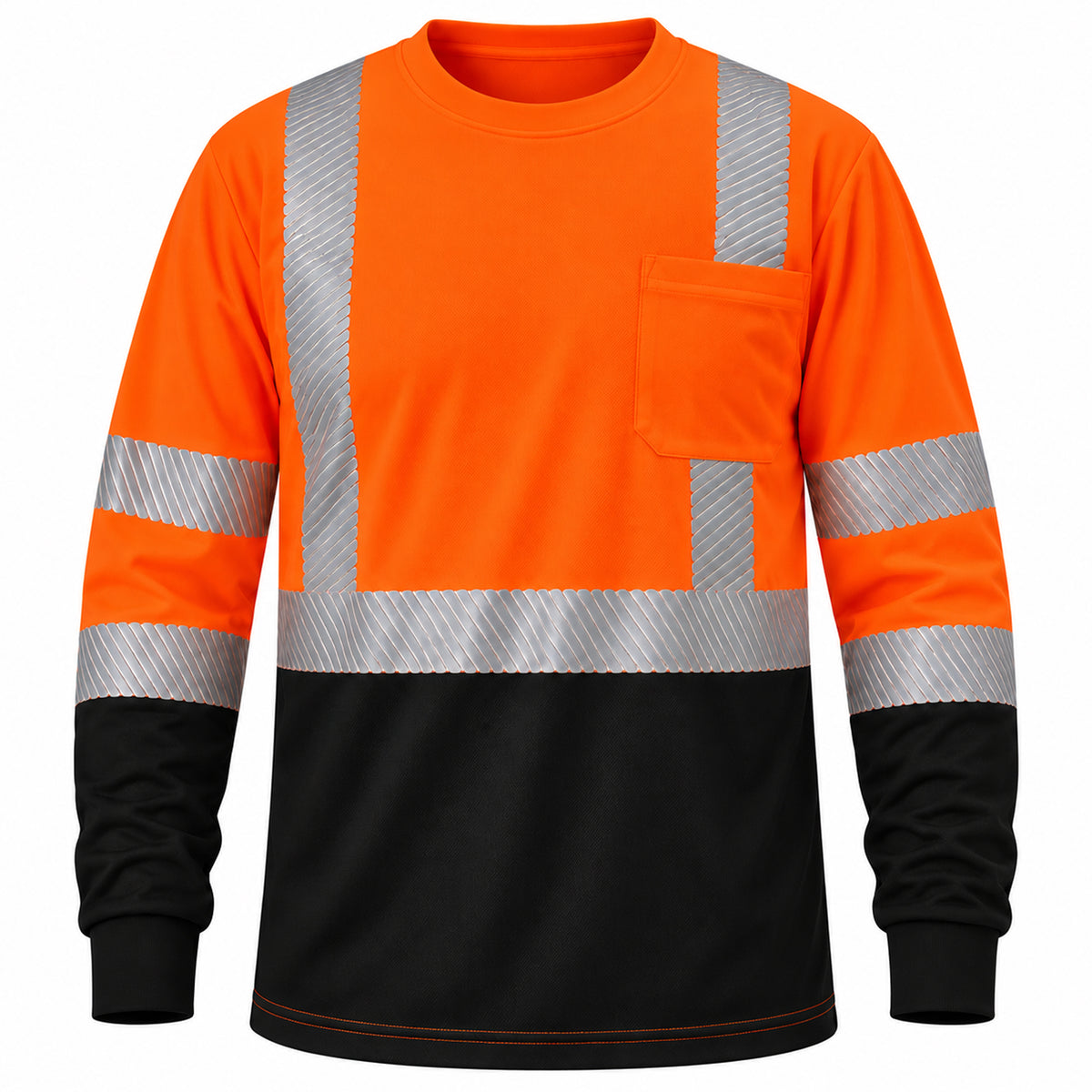 Hi-Vis Class 3 Reflective Safety Shirt - Hi-Vis Orange with Black Bottom