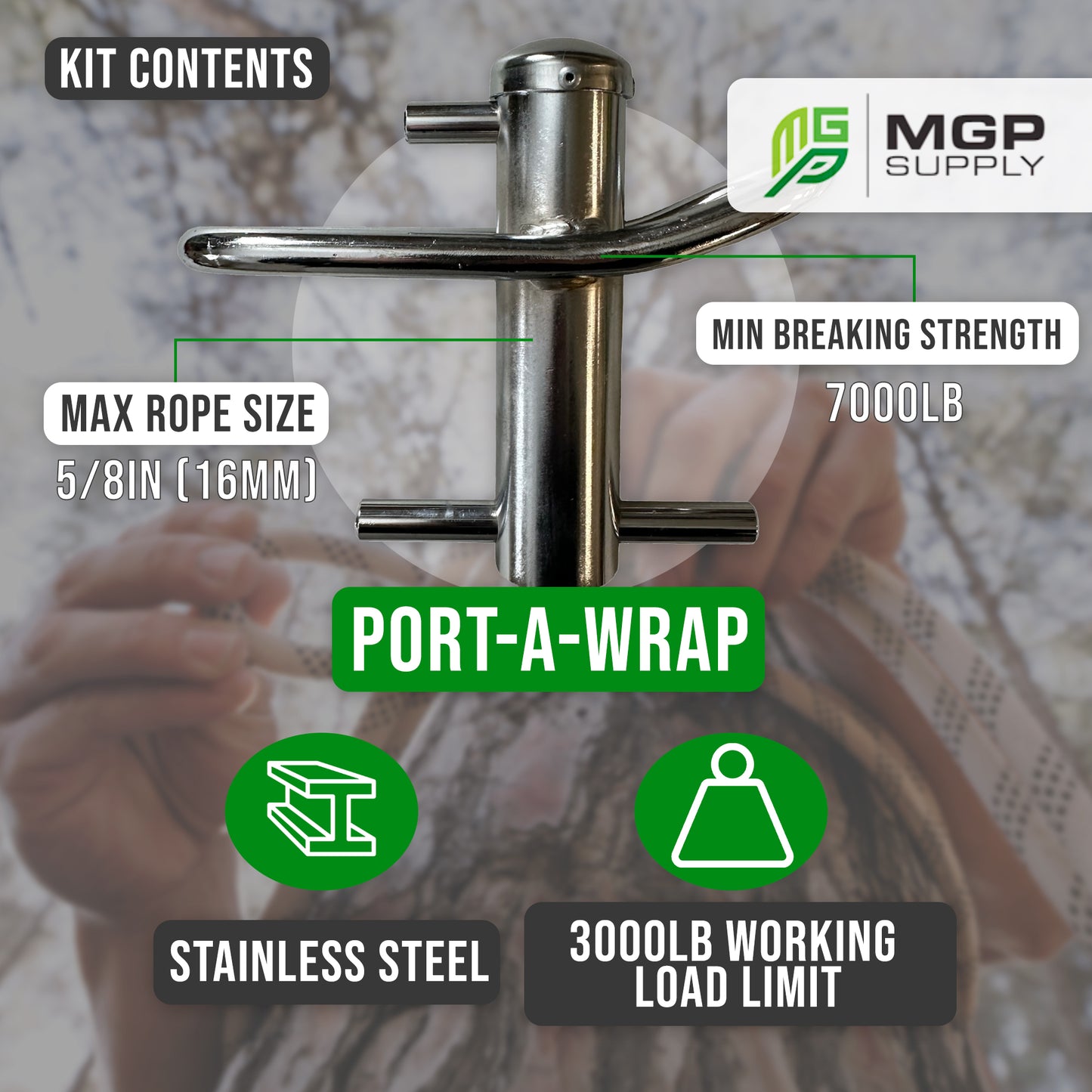 MGP SUPPLY Port-A-Wrap Kit | Includes Bull Rope, Whoopie Sling, Port Wrap, and Rope Bag |