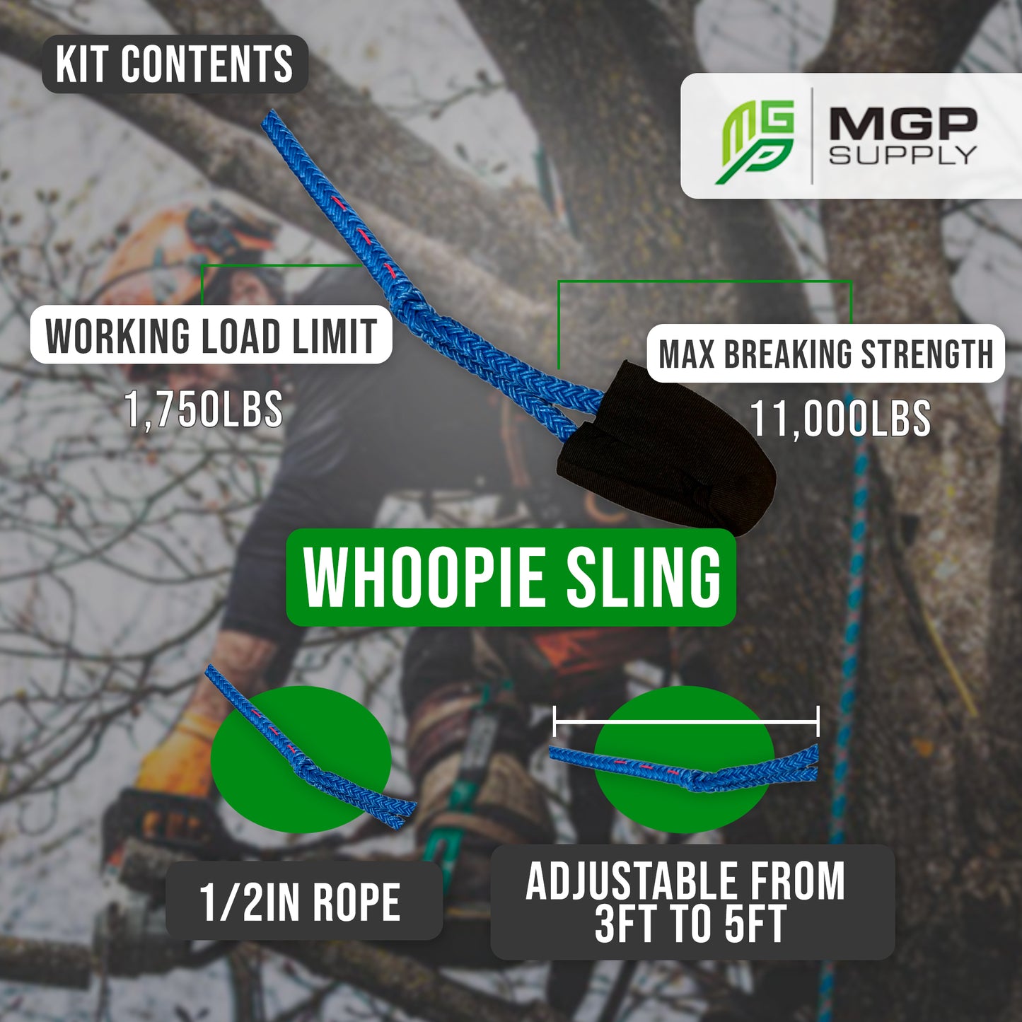 MGP SUPPLY Port-A-Wrap Kit | Includes Bull Rope, Whoopie Sling, Port Wrap, and Rope Bag |