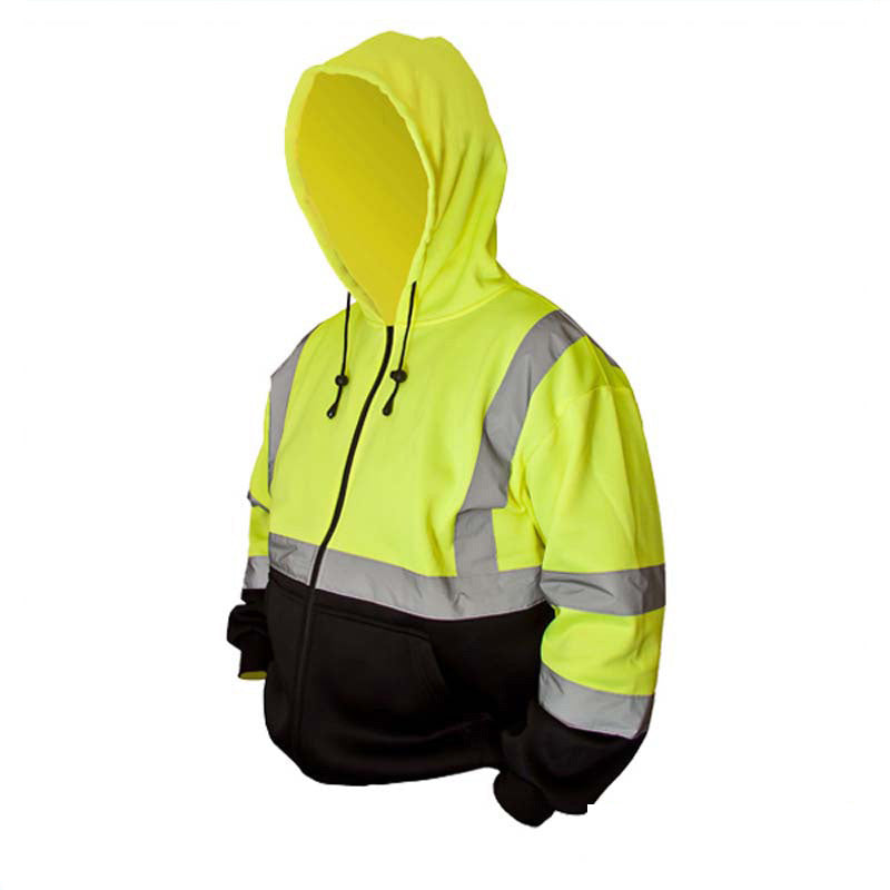 High Visibility Reflective Class 3 Zippered Hooded Sweatshirt