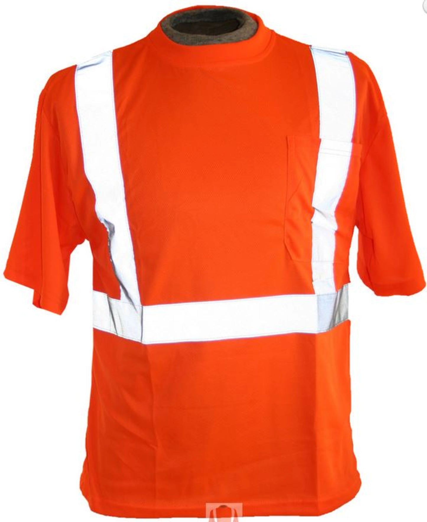 Forester Hi Vis T Shirt - Short Sleeve Tee, Class 2, Shirt, 100% Polyester, Wicks Moisture Away, Birds Eye Knit, Breast Pocket - Safety T Shirt