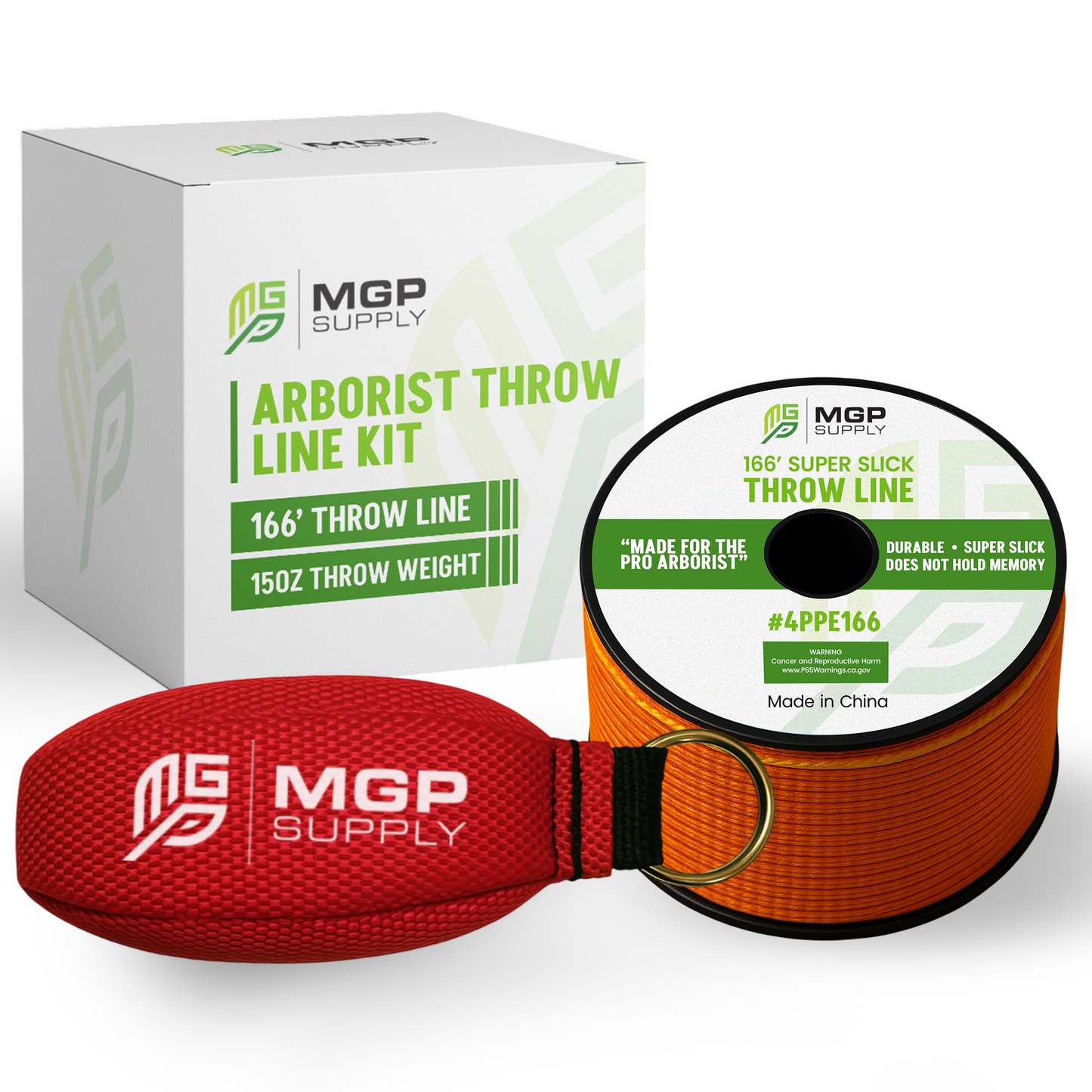 Arborist Throw Line Kit - 15oz, 11oz or 9oz Throw Weight & 166ft Rope