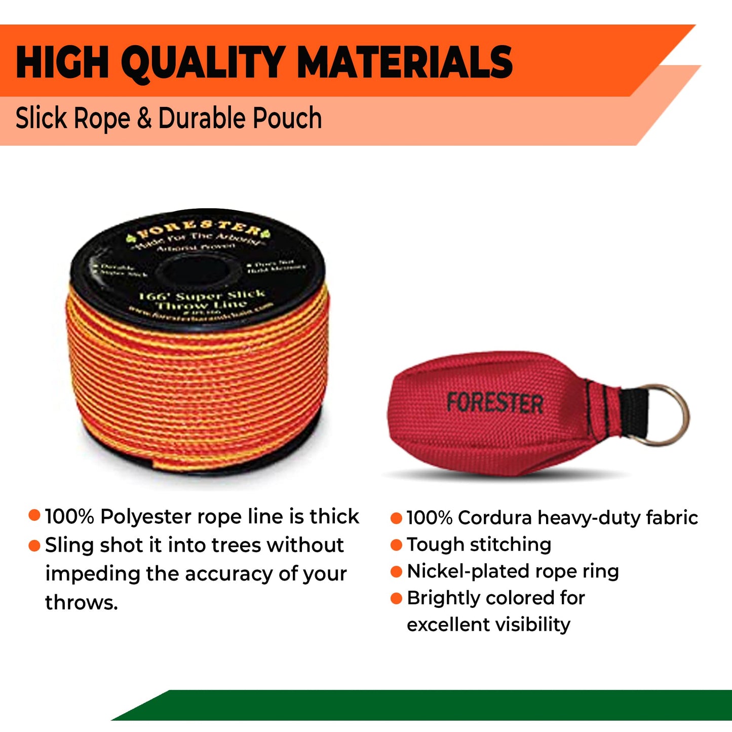 FORESTER Arborist Throw Line Kit - Ultra Slick 100% Polyester Rope with Weigh...