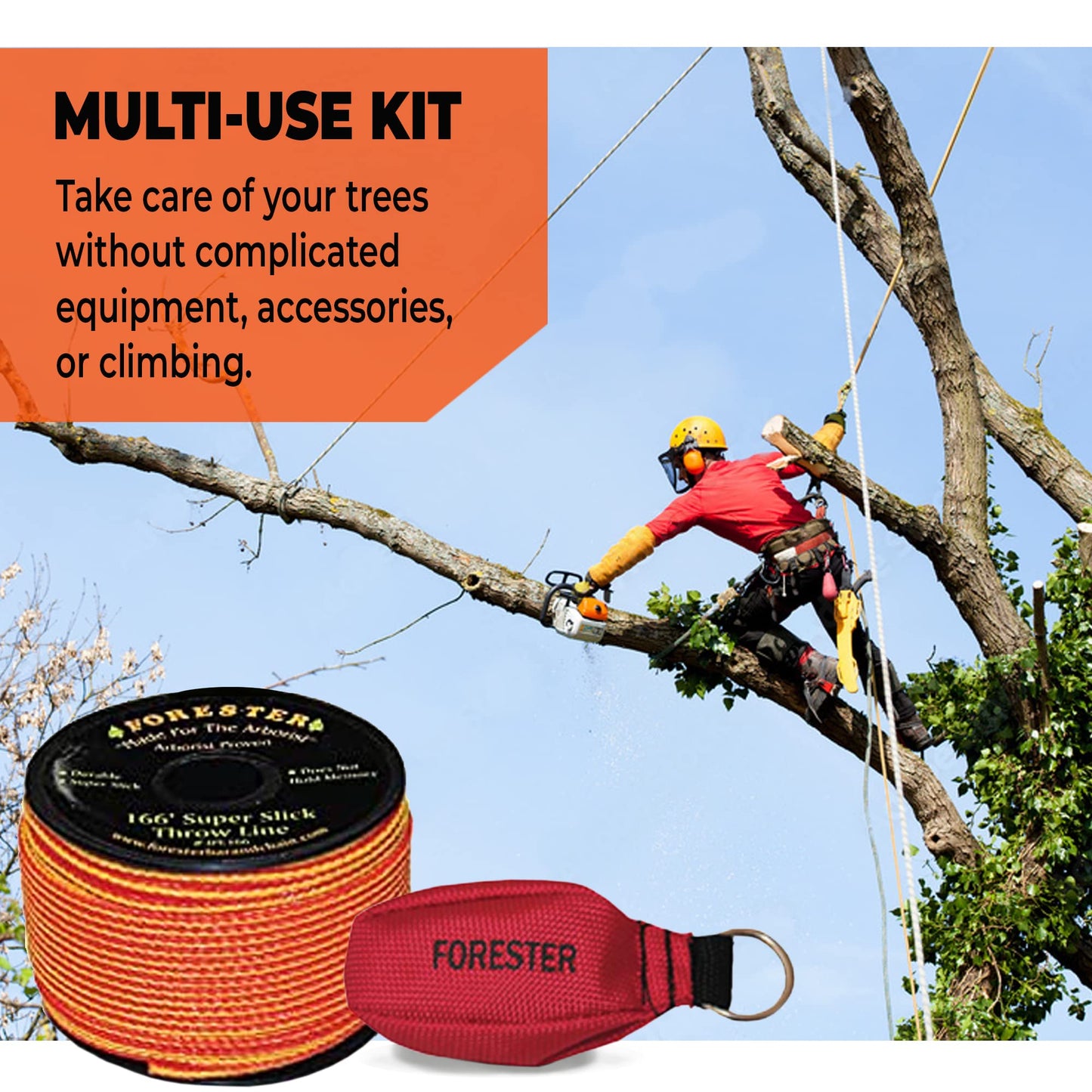FORESTER Arborist Throw Line Kit - Ultra Slick 100% Polyester Rope with Weigh...