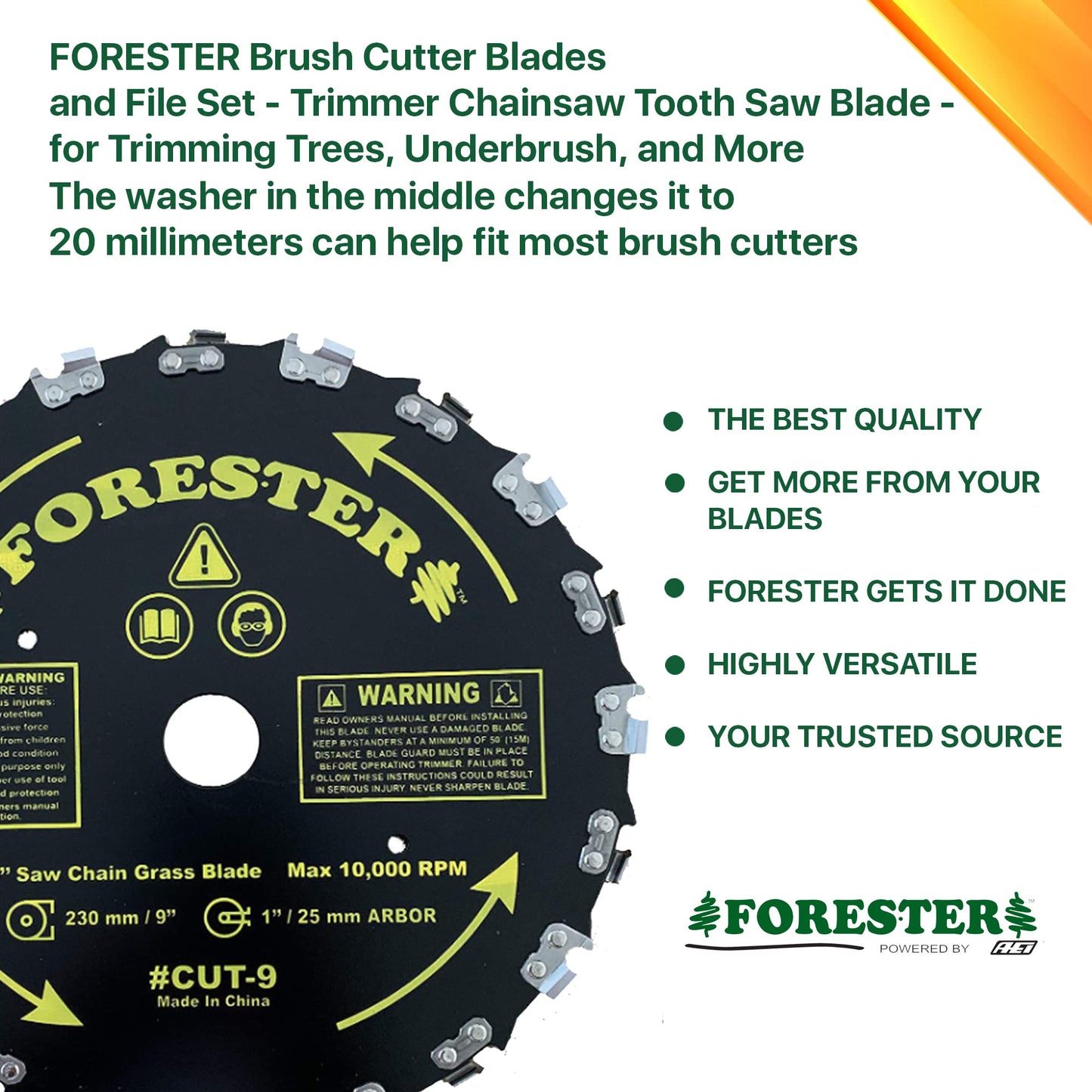 FORESTER Brush Cutter Blades and File Set - Trimmer Chainsaw Tooth Saw Blade ...