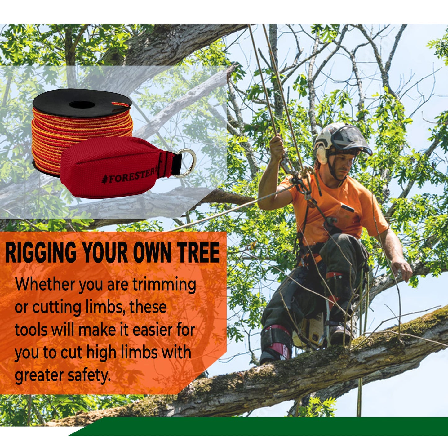 FORESTER Arborist Throw Line Kit - Ultra Slick 100% Polyester Rope with Weigh...
