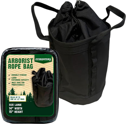 FORESTER Deluxe Arborist Rope Bag with Carabiner Hooks