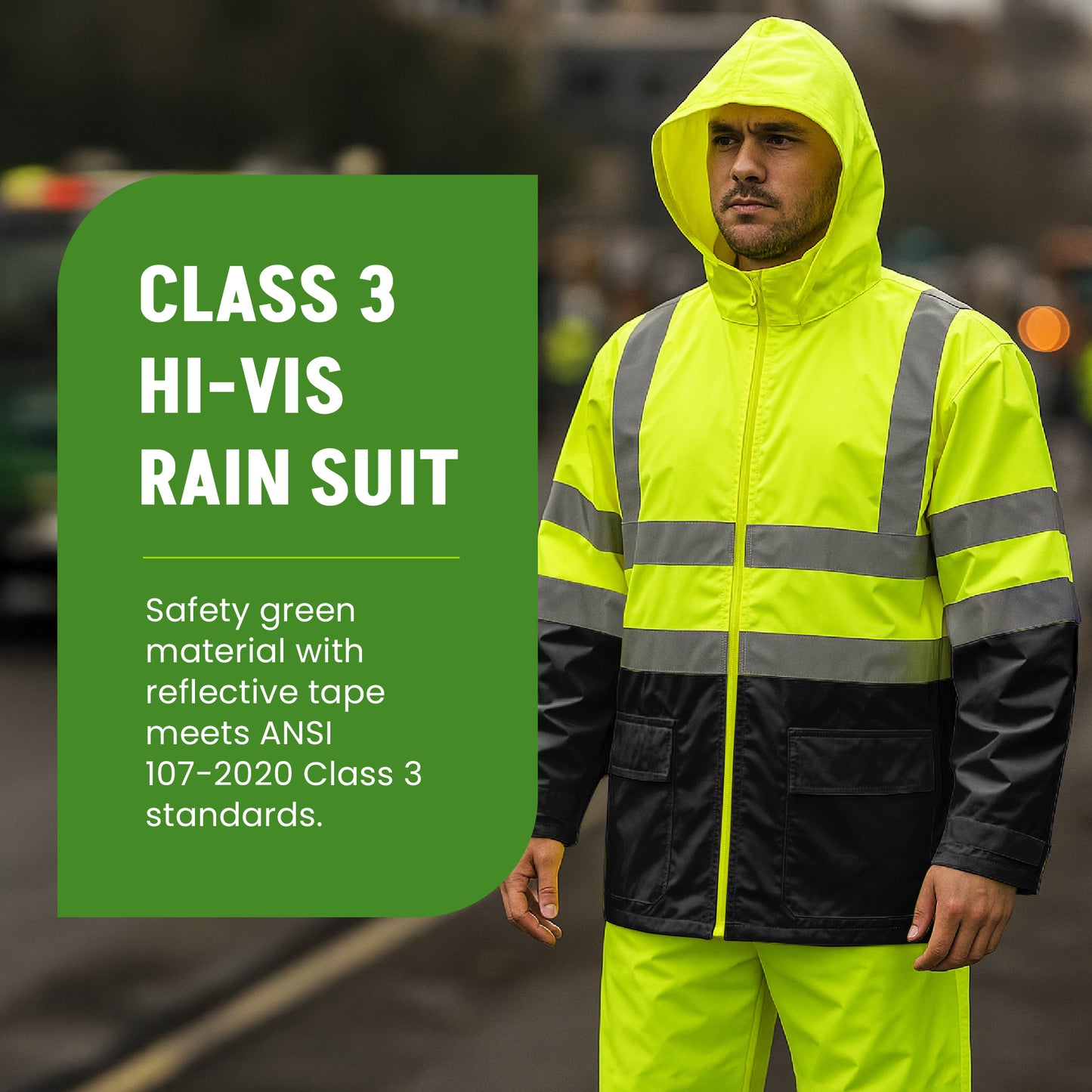 Class 3 Hi-Vis Black Bottom Rain Suit - MGP Supply