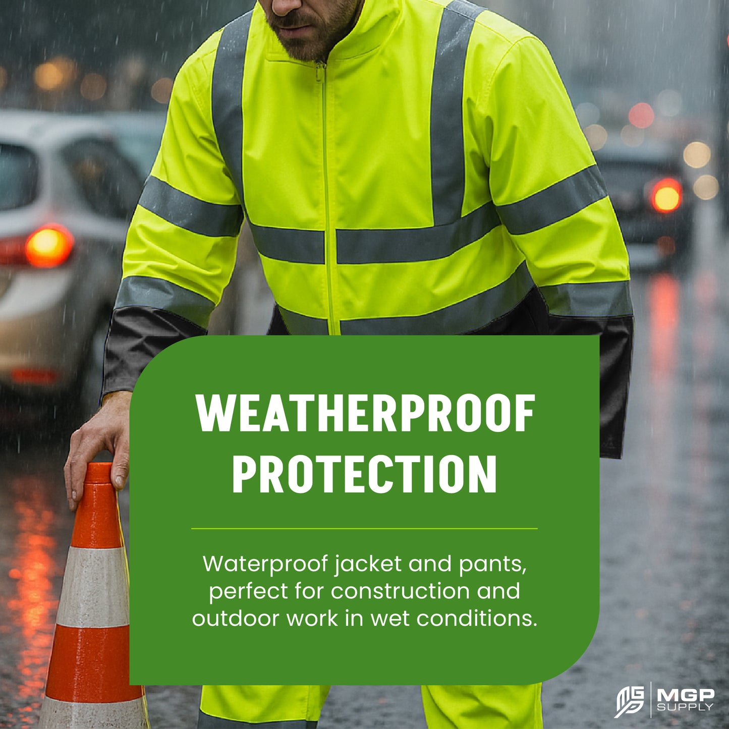 Class 3 Hi-Vis Black Bottom Rain Suit - MGP Supply