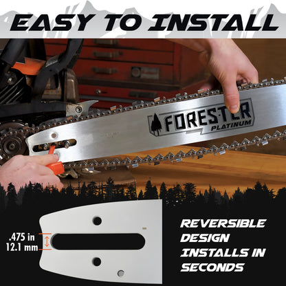 Forester Platinum Replacement 25" Chainsaw Guide Bar & Chain for Stihl - 3/8” Pitch - .050 Gauge - D025 Mount - 84 Drive Link