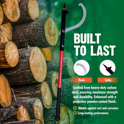 FORESTER Heavy Duty Log Peavey Log Roller Tool | Cant Hook Log Roller with Fiberglass Handle | Logging Tools and Equipment