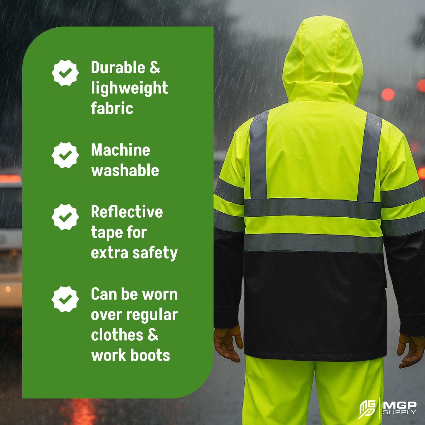 Class 3 Hi-Vis Black Bottom Rain Suit - MGP Supply