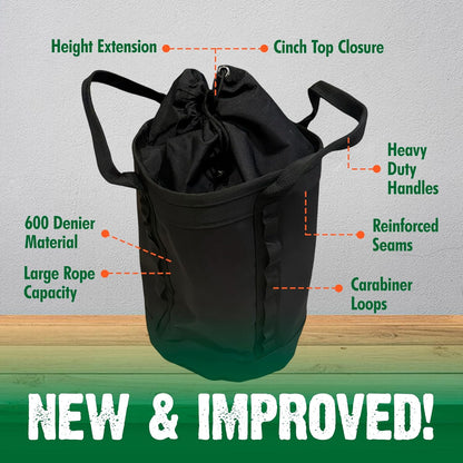 FORESTER Deluxe Arborist Rope Bag with Carabiner Hooks