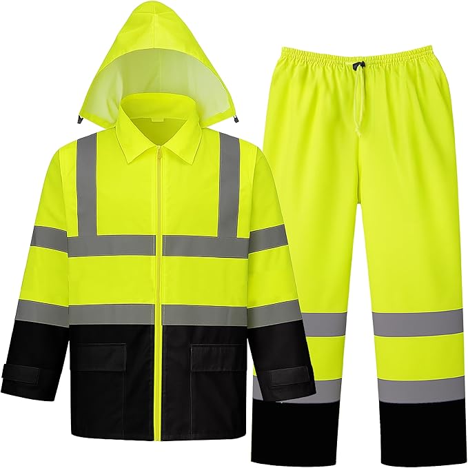 Class 3 Hi-Vis Black Bottom Rain Suit - MGP Supply