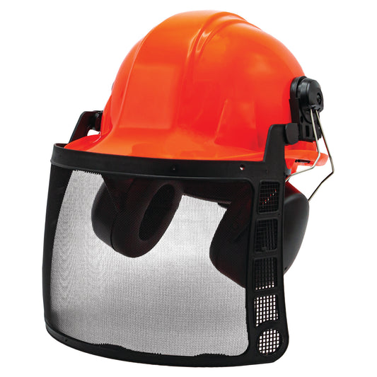 Complete Forestry Helmet System Includes Helmet, Muffs, Face Screen, and Safety Glasses