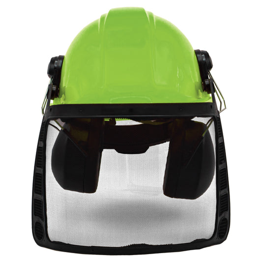 Complete Forestry Helmet System Includes Helmet, Muffs, Face Screen, and Safety Glasses