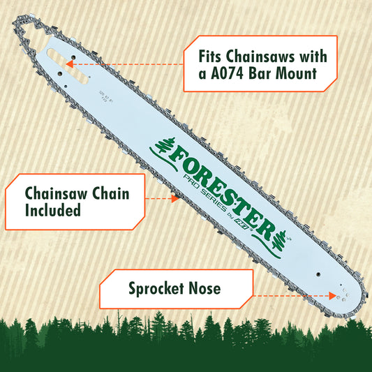 Forester Laminated Bars - A074 Mount for Small Mount Stihl Chainsaws - 1/4 Pitch