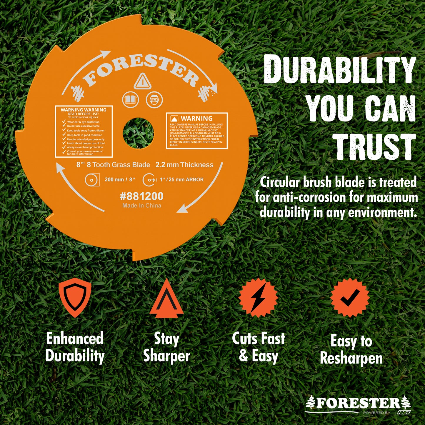 FORESTER Brush Cutter Trimmer Conversion Kit with 8” Weed Eater Blade Compatible with Echo Trimmers