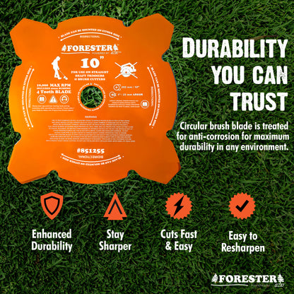 FORESTER Brush Cutter Trimmer Conversion Kit with 10” Weed Eater Blade compatible with Husqvarna Trimmers