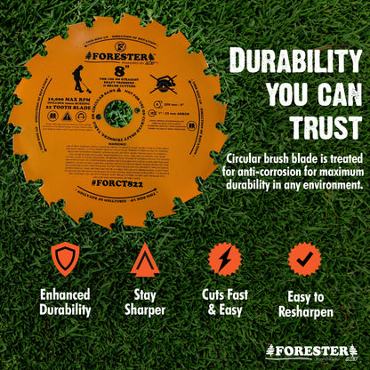FORESTER Brush Cutter Trimmer Conversion Kit with 8” 22 Tooth Weed Eater Blade compatible with Stihl Trimmers