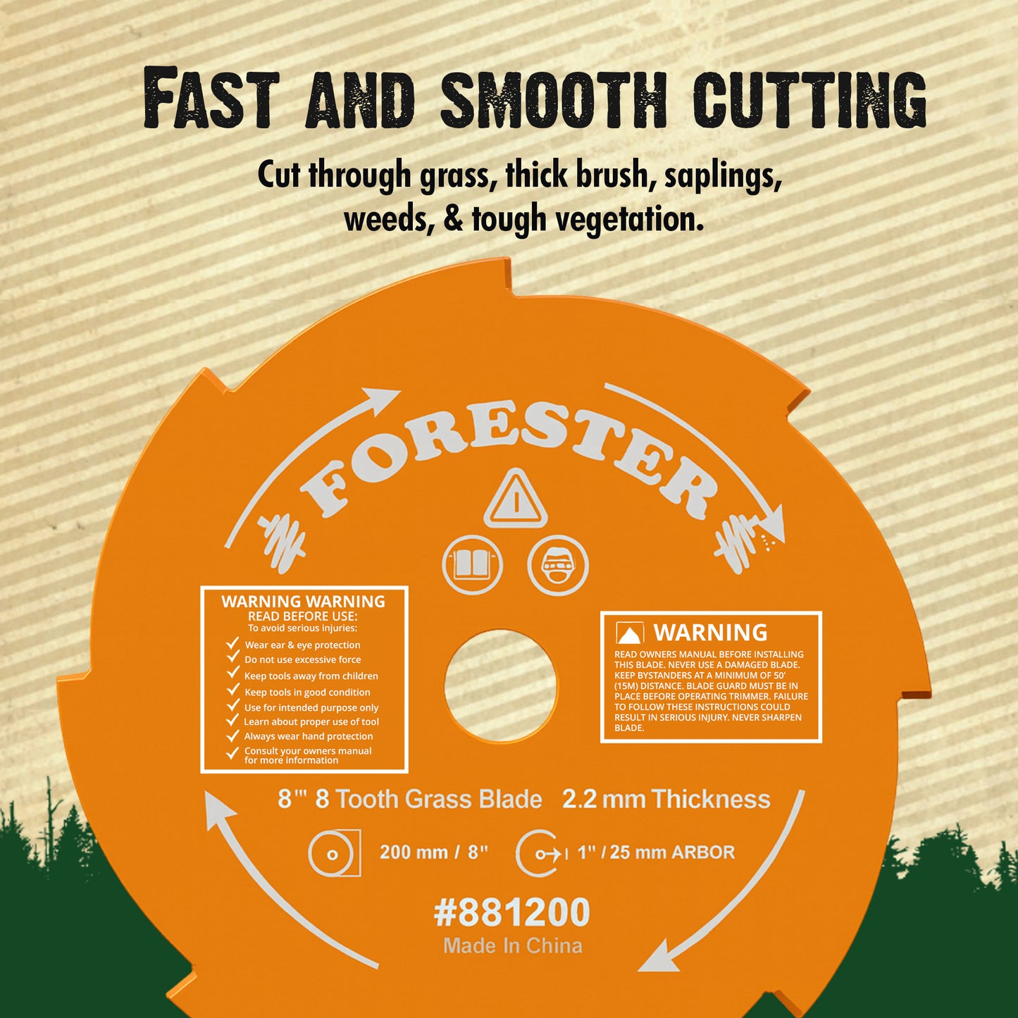 FORESTER Brush Cutter Trimmer Conversion Kit with 8” Weed Eater Blade Compatible with Echo Trimmers