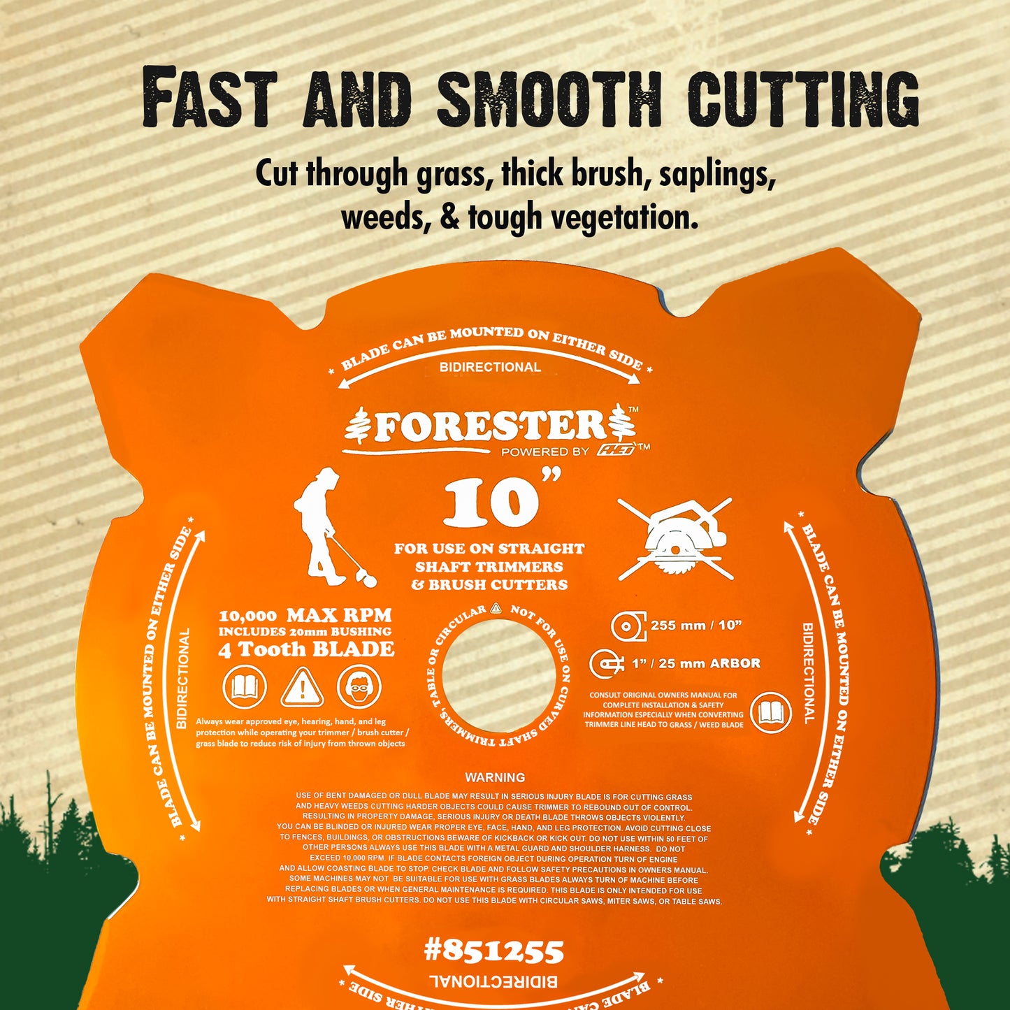 FORESTER Brush Cutter Trimmer Conversion Kit with 10” Weed Eater Blade compatible with Husqvarna Trimmers