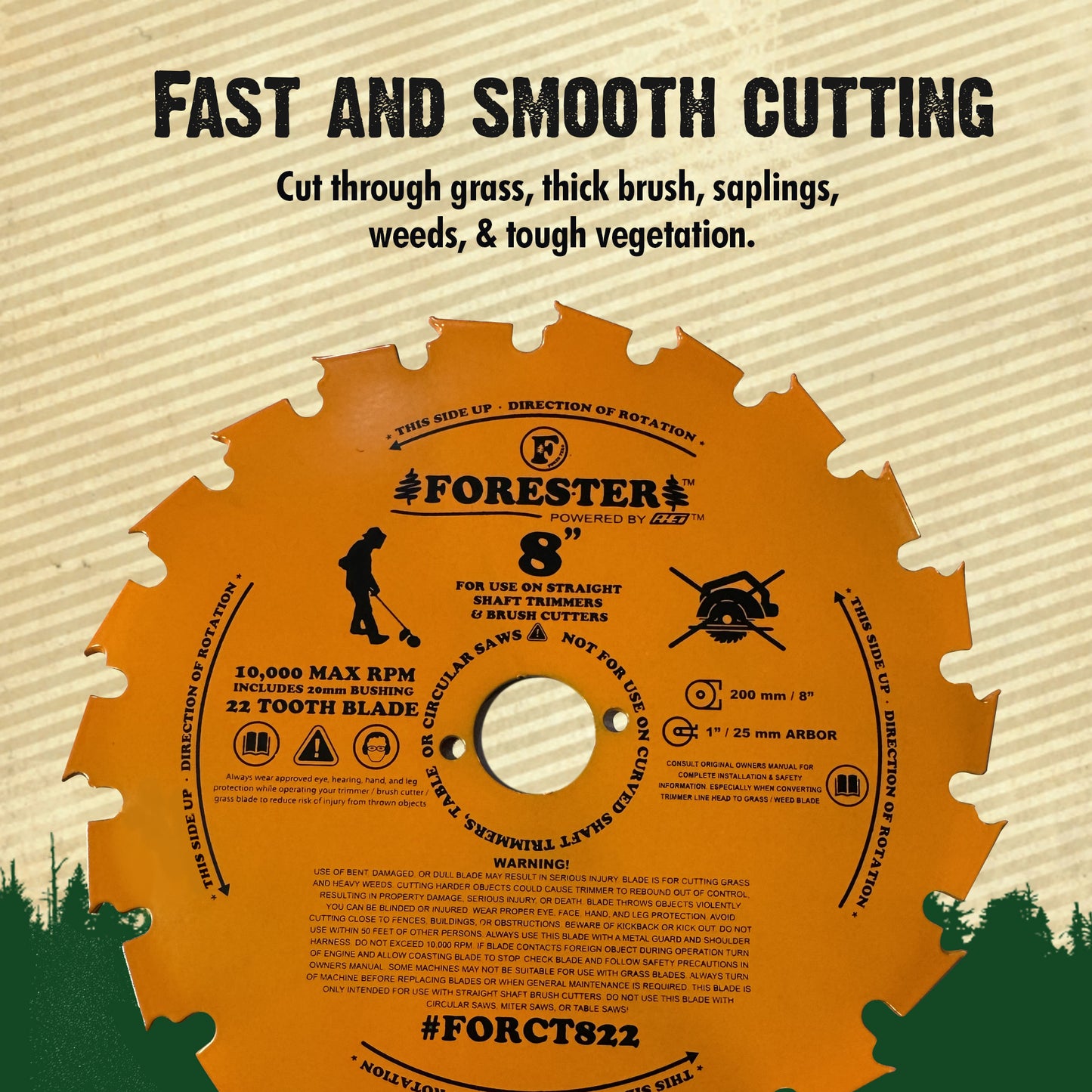 FORESTER Brush Cutter Trimmer Conversion Kit with 8” 22 Tooth Weed Eater Blade compatible with Stihl Trimmers