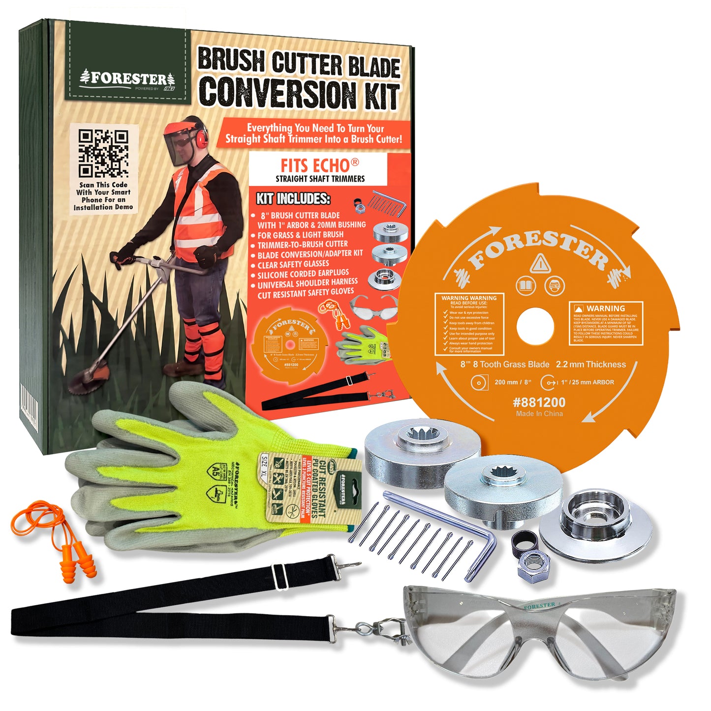 FORESTER Brush Cutter Trimmer Conversion Kit with 8” Weed Eater Blade Compatible with Echo Trimmers