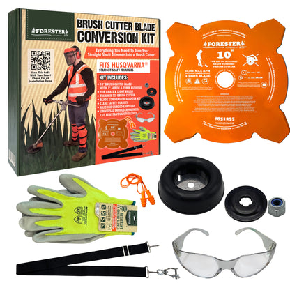 FORESTER Brush Cutter Trimmer Conversion Kit with 10” Weed Eater Blade compatible with Husqvarna Trimmers