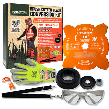 FORESTER Brush Cutter Trimmer Conversion Kit with 10” Weed Eater Blade compatible with Husqvarna Trimmers