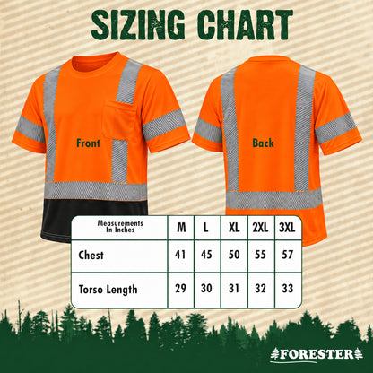 Hi-Vis Class 3 Reflective Safety Shirt - Hi-Vis Orange with Black Bottom