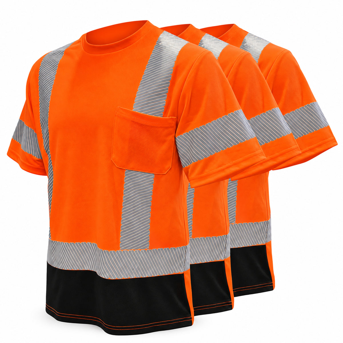 Hi-Vis Class 3 Reflective Safety Shirt - Hi-Vis Orange with Black Bottom