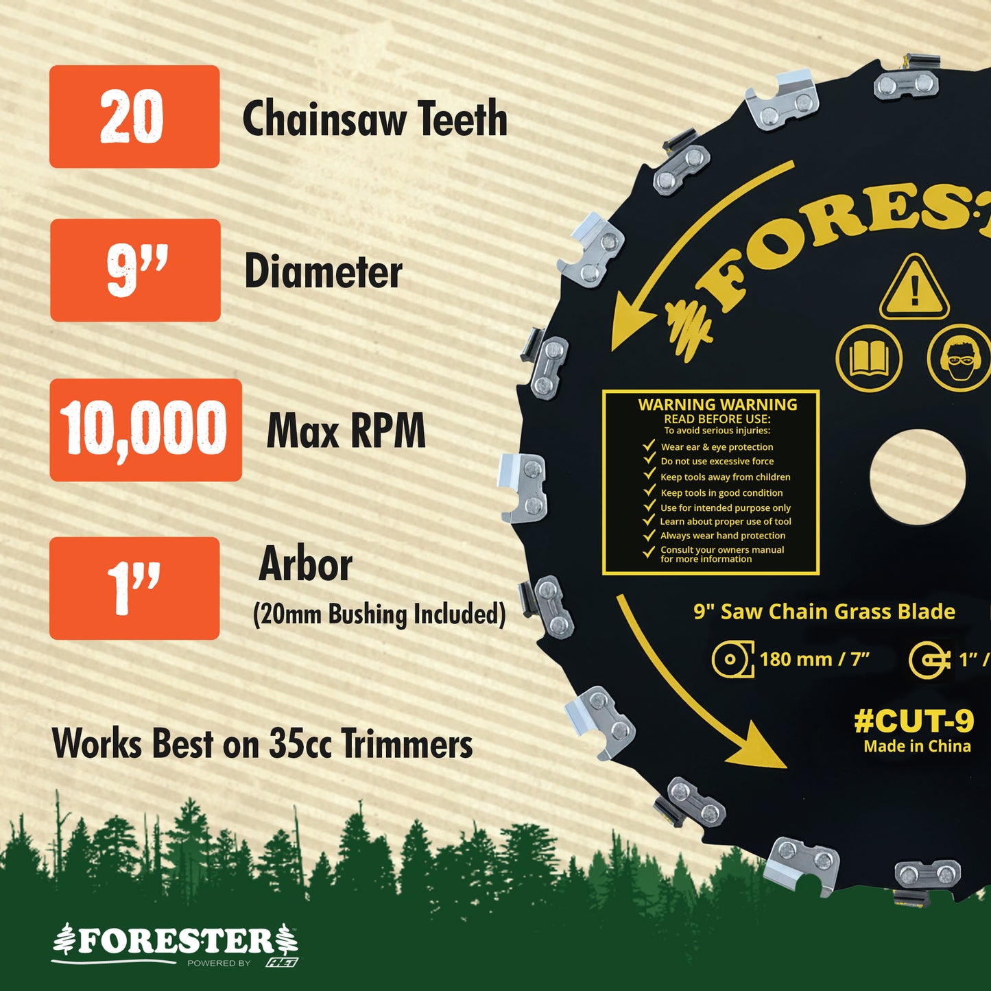 Forester Brush Cutter Blade with File Set