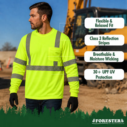 Hi-Vis Class 3 Reflective Safety Shirt - Hi-Vis Green