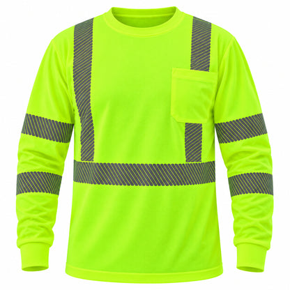 Hi-Vis Class 3 Reflective Safety Shirt - Hi-Vis Green
