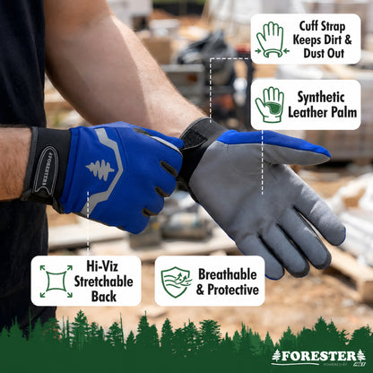 Forester All Purpose Work Glove - With Velcro Closure - Blue