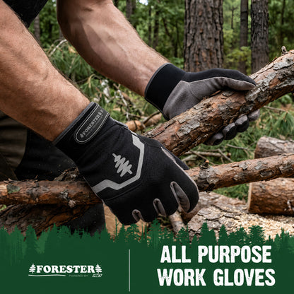 Forester All Purpose Work Glove - With Velcro Closure - Black
